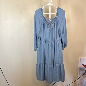 Beach Lunch Lounge Light Chambray Denim look Tiered Dress XXL